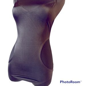 Sam Edelman Lingerie: Satin smooth thong bodysuit with mesh sides